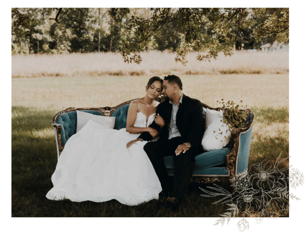 Wedding Couple on Couch by Linen & Elm Photography Cincinnati