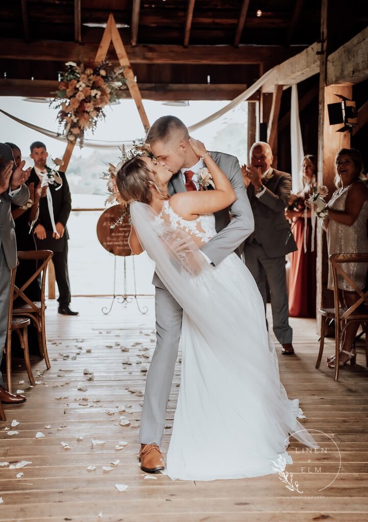 Groom dipping bride processional