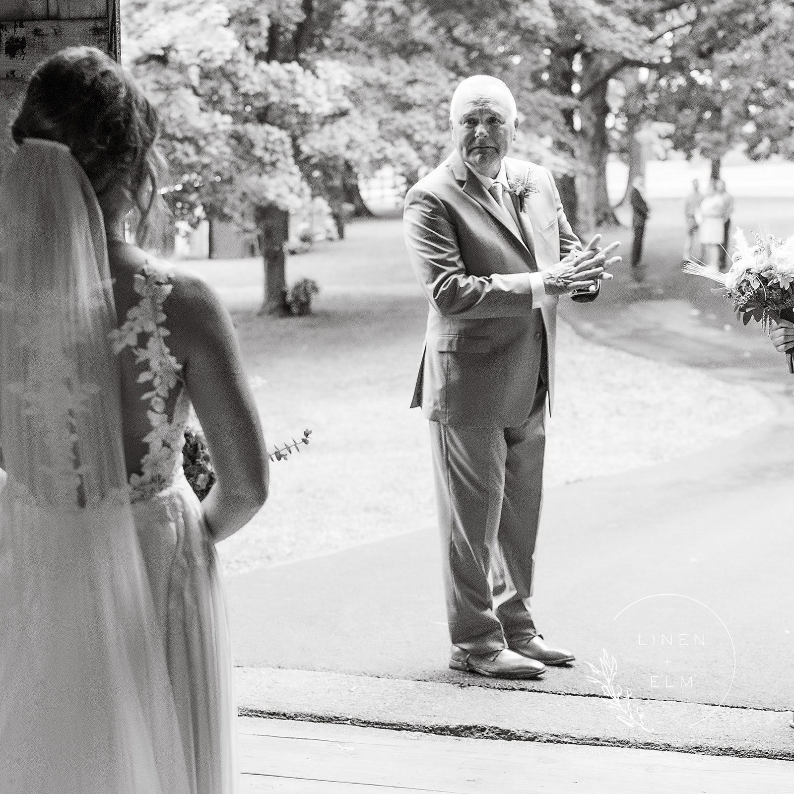 Cincinnati Barn Wedding Photography Dad First Look Cedar Bay Farm Cincinnati Dayton Wedding Photographer Linen &Amp; Elm Photography Bridal Portrait Classic Bright Timeless Wedding Photographer Cincinnati Ohio Chicago_Illinois New_York New Destination Travel Fine Art High End_Luxury Wedding Engagement Elopement Photo Black White Elegant Traveling Travel