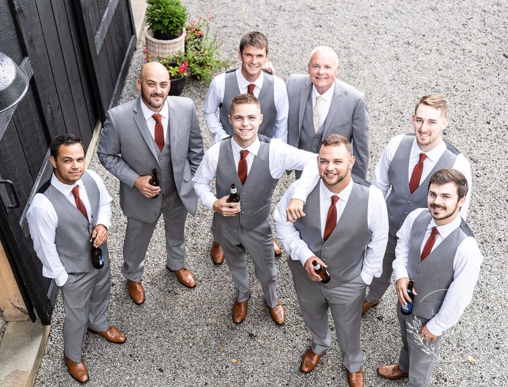 Groomsmen Gather Preceremony At Cedar Bay Farm By Linen Elm Photography |