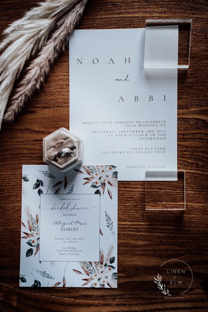 Invitation Flatlay Cincinnati Barn Wedding At Cedar Bay Farm By Linen Elm Photography 17 |