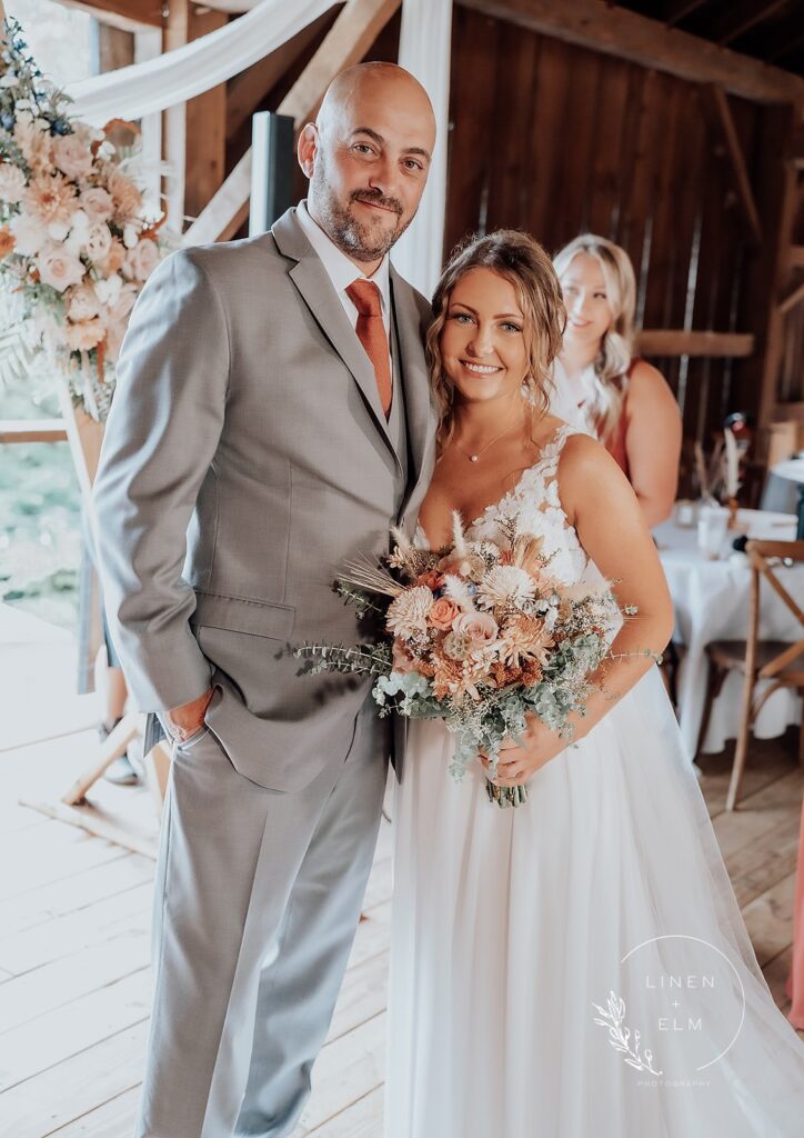 Bride with father at Cedar Bay Farm