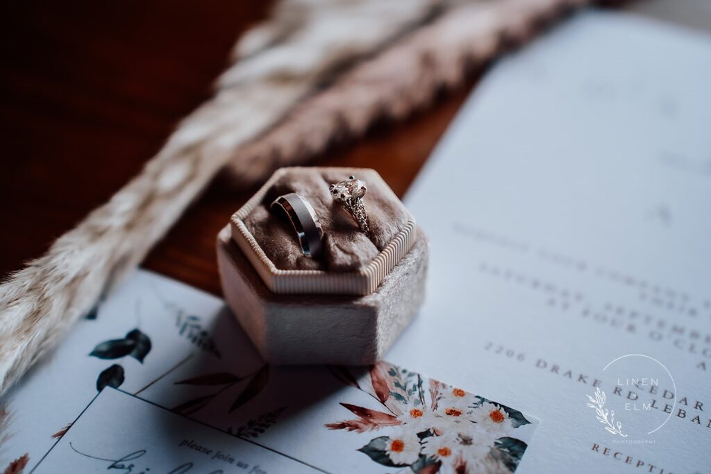 Wedding rings Cincinnati barn Wedding at Cedar Bay Farm by Linen Elm Photography |