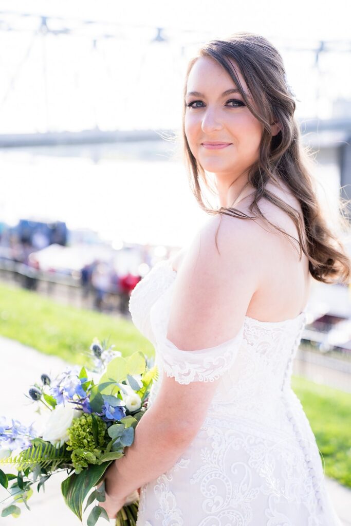 Abigail bridal portrait with Cincinnati skyline lbgtq wedding photography