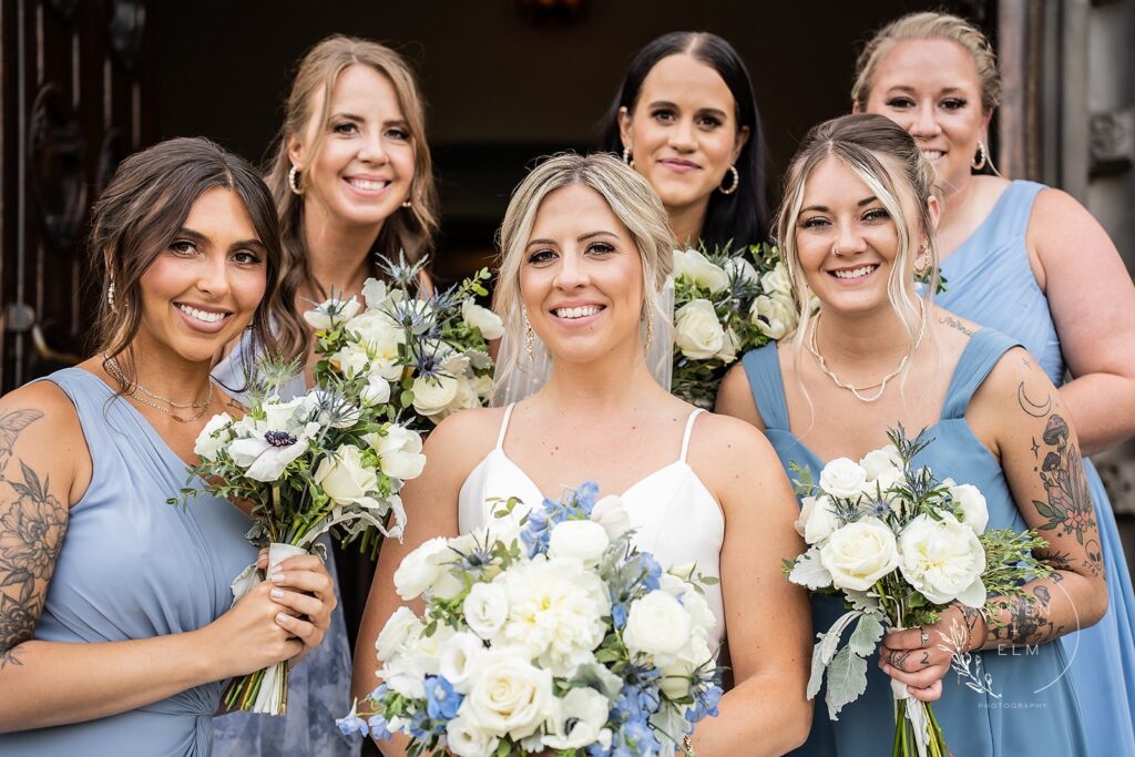 Bridesmaids Around Bride Dayton Wedding Photographer