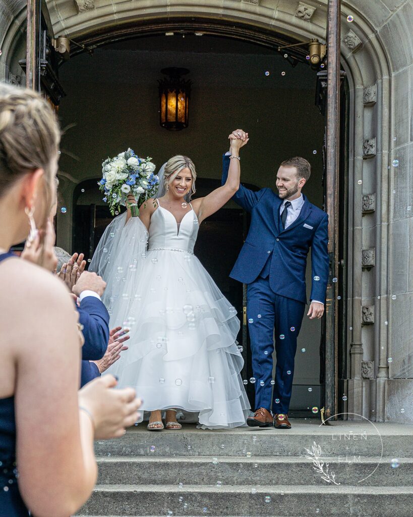 Old World Vibes | The Grande Hall | Linen & Elm Photography Wedding Bubbles Exit Dayton Wedding Photographer