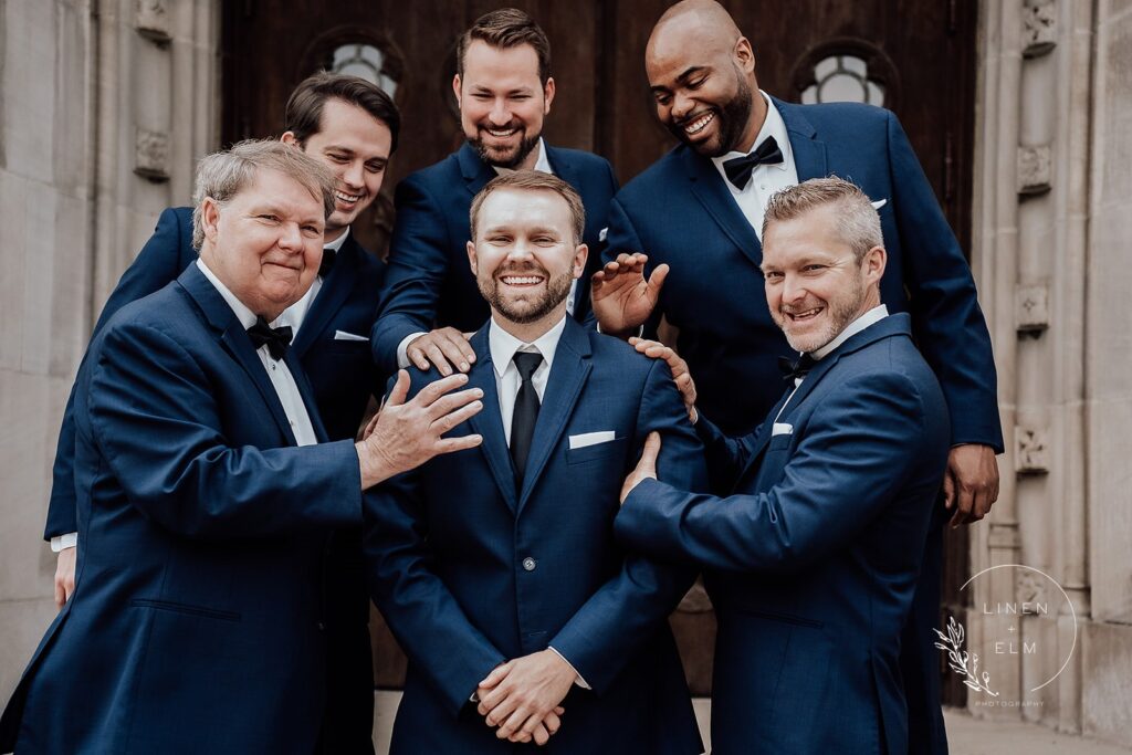 Groom with groomsmen smiling Dayton Wedding Photography