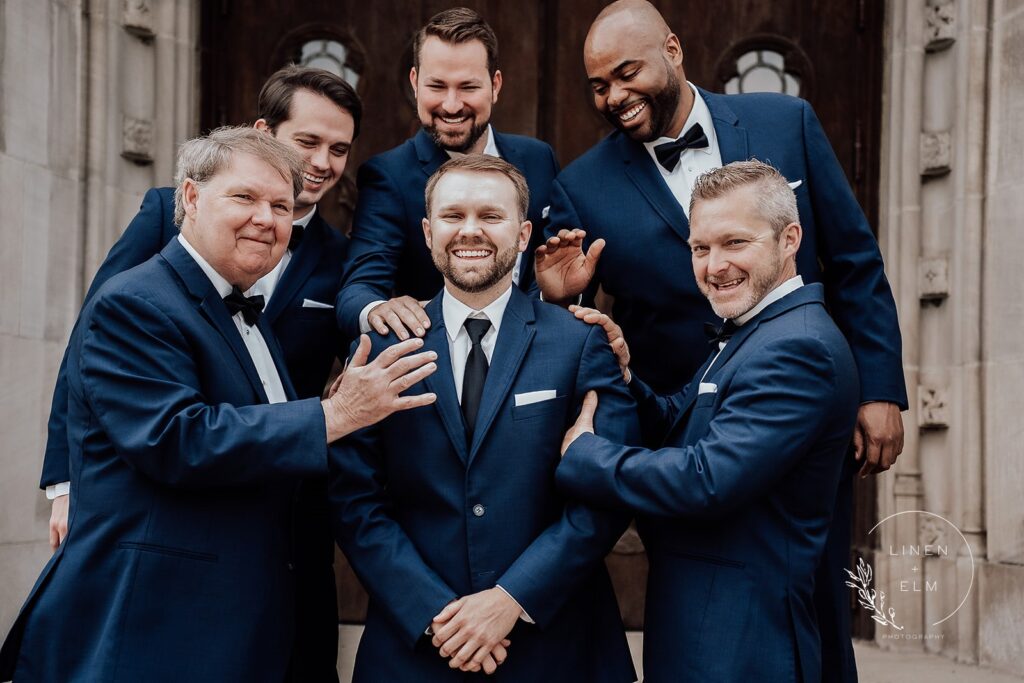 Groom With Groomsmen Smiling Dayton Wedding Photography